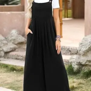 Dokotoo Women's Casual Loose Overalls Jumpsuits One Piece Sleeveless Wide Leg Long Pant Rompers With Pockets