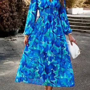 Womens Floral Flowy Wrap V Neck Midi Dress Short Sleeve Elastic Waist Casual Spring Summer Dresses for Women 2025